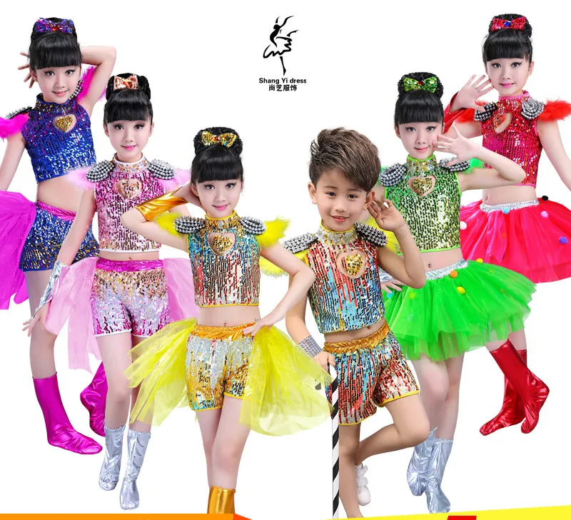 

Children's jazz dance costume boys and girls sequins princess pettiskirt children's modern dance skirt performance clothing