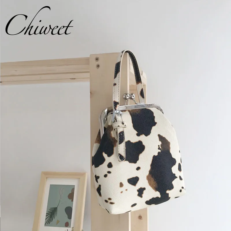 

Chic Designer Handbag Cow Pattern Women Shoulder Bags Unique Clip Tote Crossbody Bag Luxury Ladies Cute Mini Small Messenger Bag