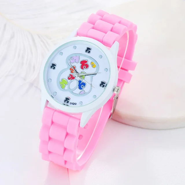 Роскошные брендовые Силиконовые кварцевые часы с медведем reloj mujer женские часы желе повседневные женские наручные часы Relogio Feminino - Цвет: Розовый