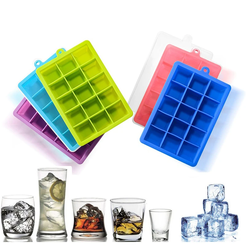 

Urijk Ice-cream Silicone Molds DIY Kitchen Tools 15 Grids Eco-Friendly Ice Cube Maker Square Cavity Tray Fruits Desserts