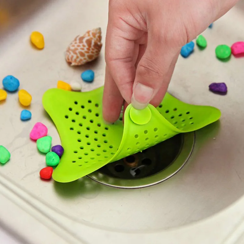 1 pcs Bathroom toilet hair Filter Silicone sucker Kitchen sink bathroom sewer Pentagram Anti-blocking Sink bathroom accessories