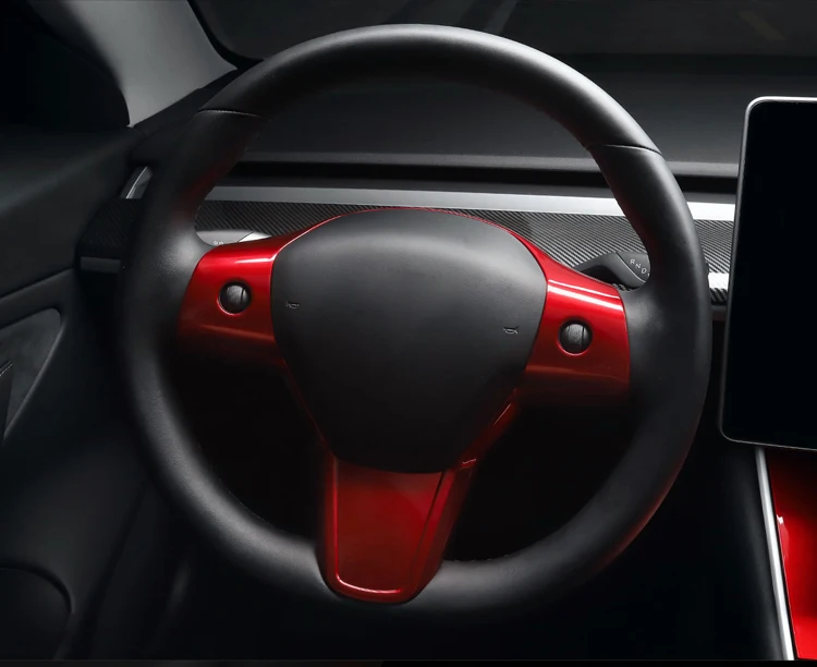Decorativo do Volante do Carro para Tesla Luckeasy Remendo Modelo Volante Acessórios Quadro Decorativo Vermelho - Branco 3 Abs 12 quadro decorativo remendo vermelho branco