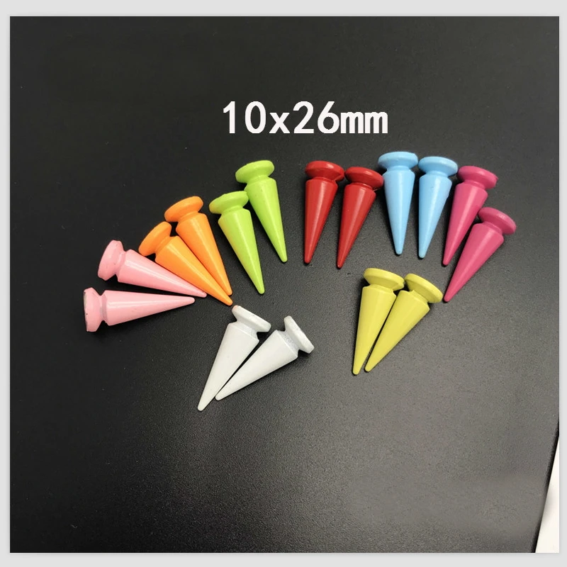 

10pcs 10*26mm Bullet Cone colored Spikes And Studs For Clothes DIY Handcraft Cool Punk Garment Rivets For Leather Bag Shoes