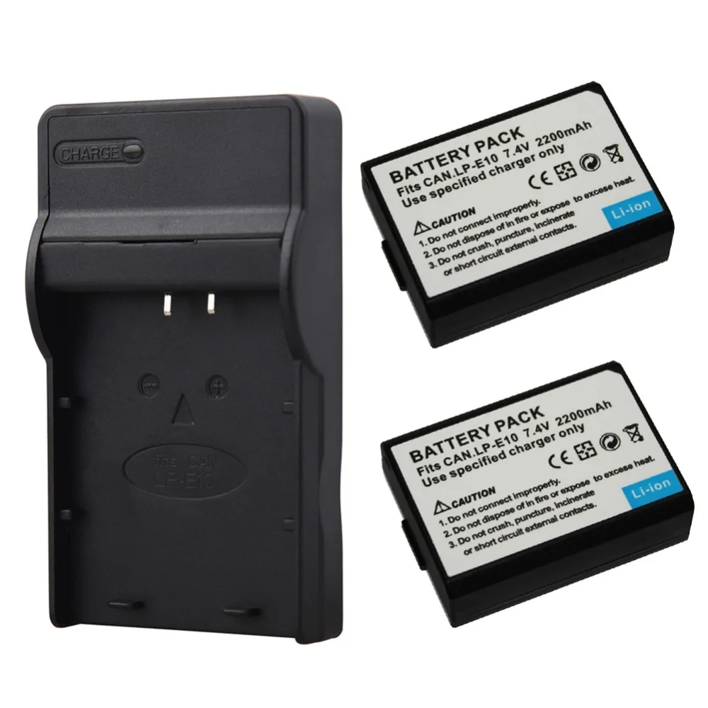

2pcs 2200mAh LP-E10 LP E10 LPE10 Digital Camera Battery+USB Charger For Canon 1100D 1200D 1300D Rebel T3 T5 KISS X50 X70 Battery