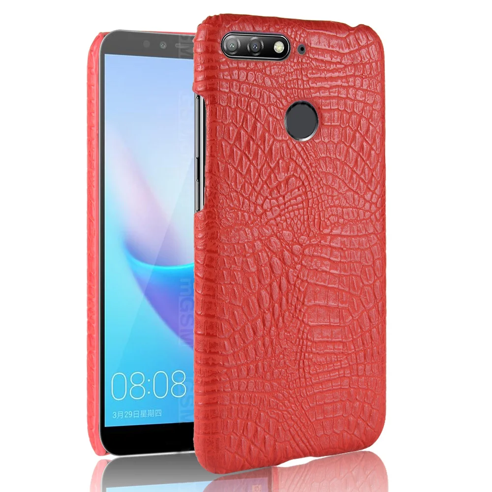 Кожаный чехол для huawei Honor 7A Чехол под крокодиловую кожу, с узором под змеиную кожу оболочки на 20 10 9 Lite 8A 6A 5A 5X 6X 7X 8X 9X 5C 6C 7C 8C чехол для телефона - Цвет: Красный