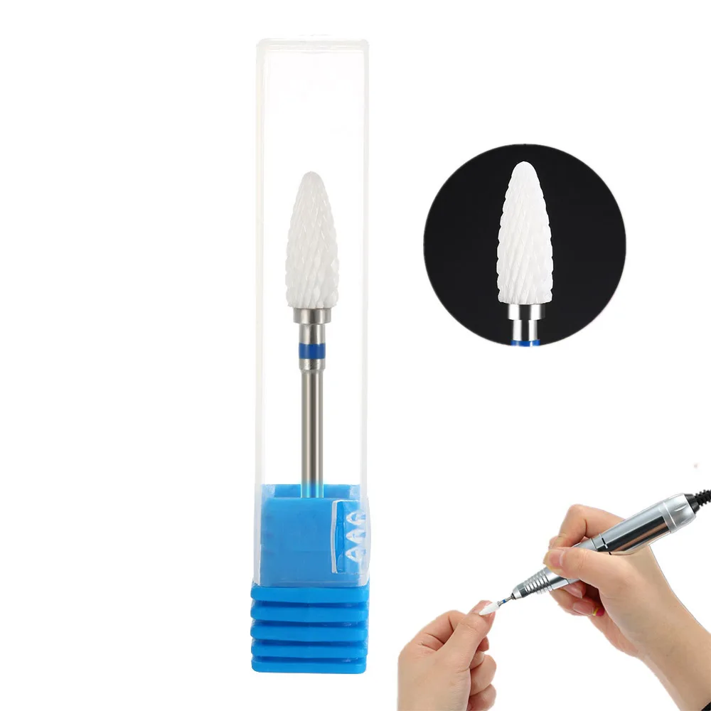 

Ceramic Drill Bit 3/32" Medium Flame Nail Drill Bit Cuspidal Grinding Stone Head Electric Manicure Cutter Nail Files Polish Tool