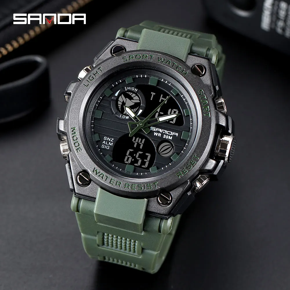 SANDA G стильные мужские часы модные многофункциональные военные спортивные часы S Shock цифровые часы Relogio Masculino