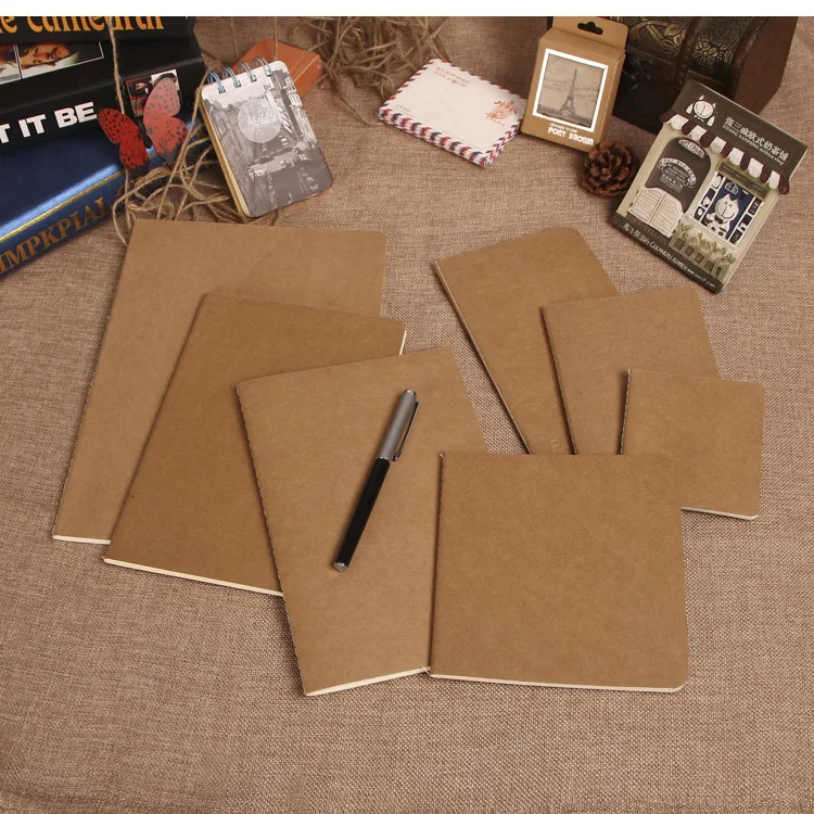 

cowhide paper notebook blank notepad book vintage soft copybook daily memos Kraft cover journal notebooks 11*21cm