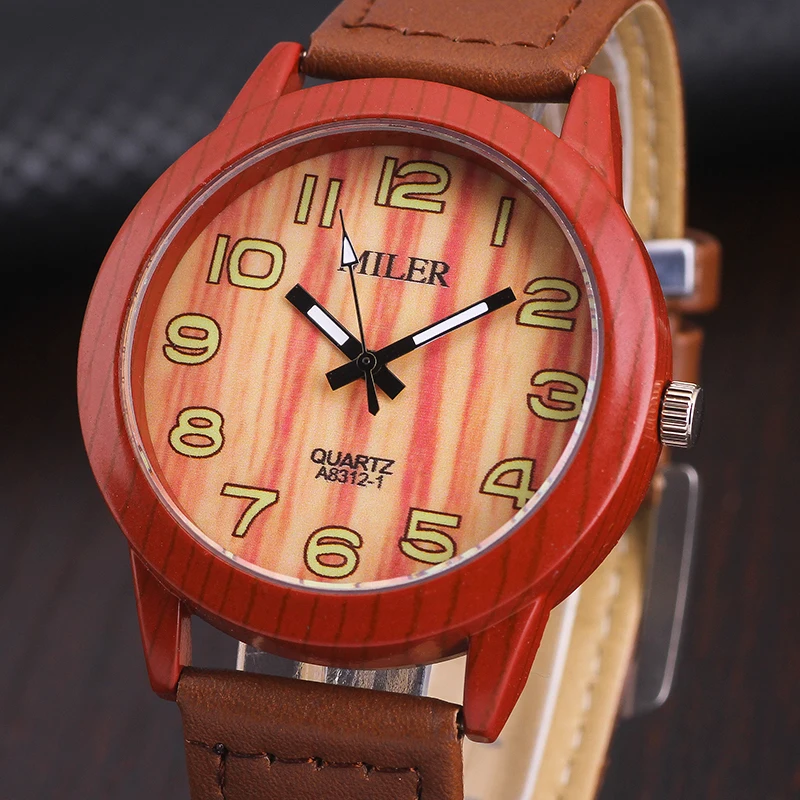 MILER Fashion Watches For Men and Women Gift Top Brand Quartz Watch Imitation wooden Wrist watch relogio masculino Clock Hours 2016 aladdin and the magic lamp watch the young men and women fashion quartz pocket watch table birthday gift ds262