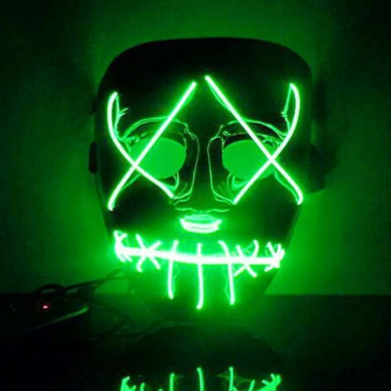 Хэллоуин Led светящаяся маска ужасная маска кровавый EL провод для хеллоуина и карнавала вечерние Клубные бар DJ светящиеся Полный Маски для лица