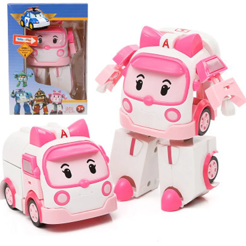 

Children's Toys Korean Q-version Transformed Car Series Boy Robot Police Car Polly