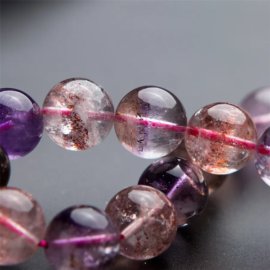 Natural Super Seven Melody Stone Bracelet 13mm Colorful Crystal Stretch Round Beads Bracelet For Women Female AAAA (4)