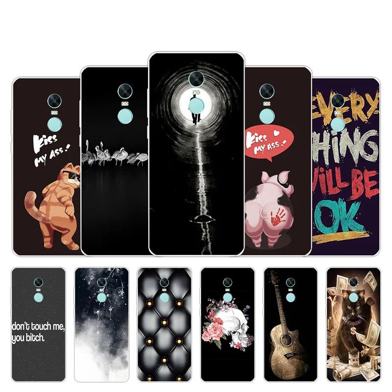 

5.5" Case For Xiaomi Redmi Note 4X Soft Silicone Clear TPU Cover Kiss Design Ultrathin Black Matte For Xiaomi Redmi Note4X