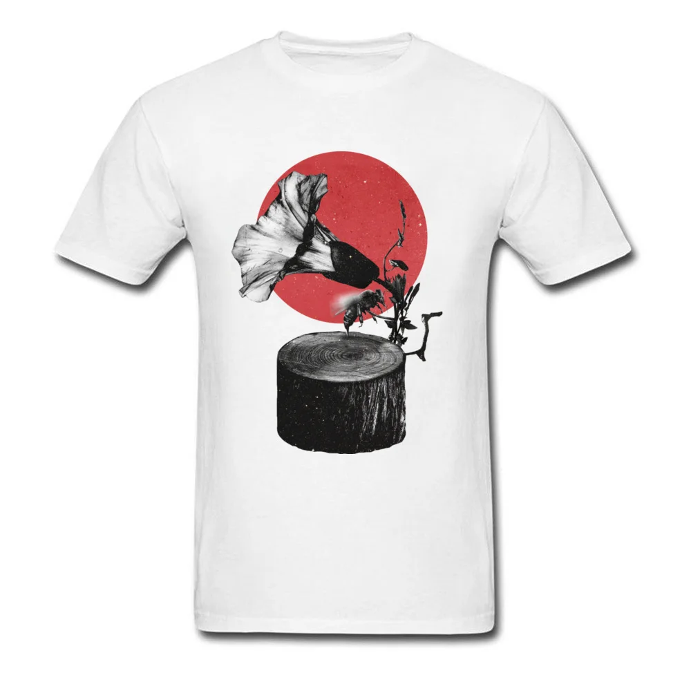 Gramophone Round Neck T-shirts Fall Tops & Tees Short Sleeve Retro 100% Cotton Casual Tee Shirts Summer Man Free Shipping Gramophone white