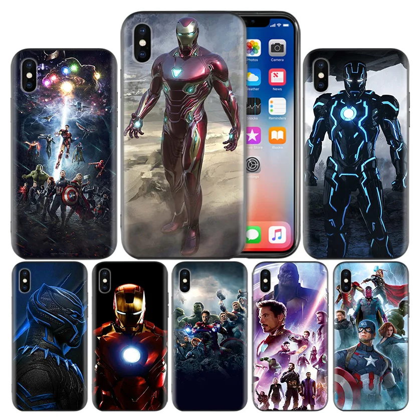 

Marvel Avengers Frosted Fundas Hull Case For Apple iPhone 7 8 6 6S Plus X XS MAX XR 5 5S 5C SE 10 Ten Protect Cover Coque