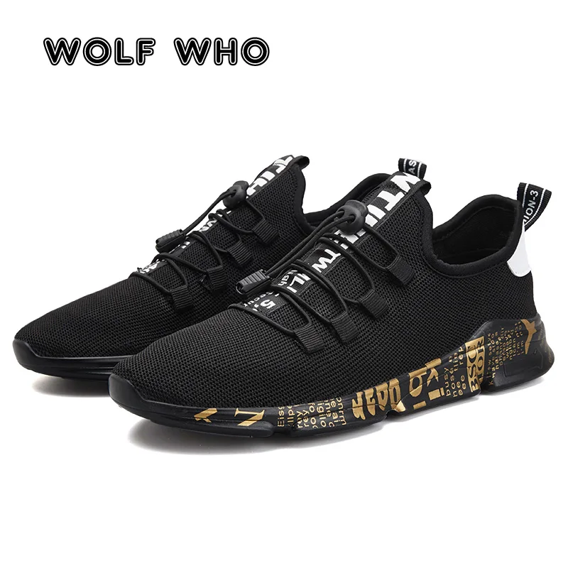 

WOLF WHO Shoes Men Sneakers Breathable Casual Shoes man black Slip On Sneakers male lightweight Chaussures Pour Hommes X-129