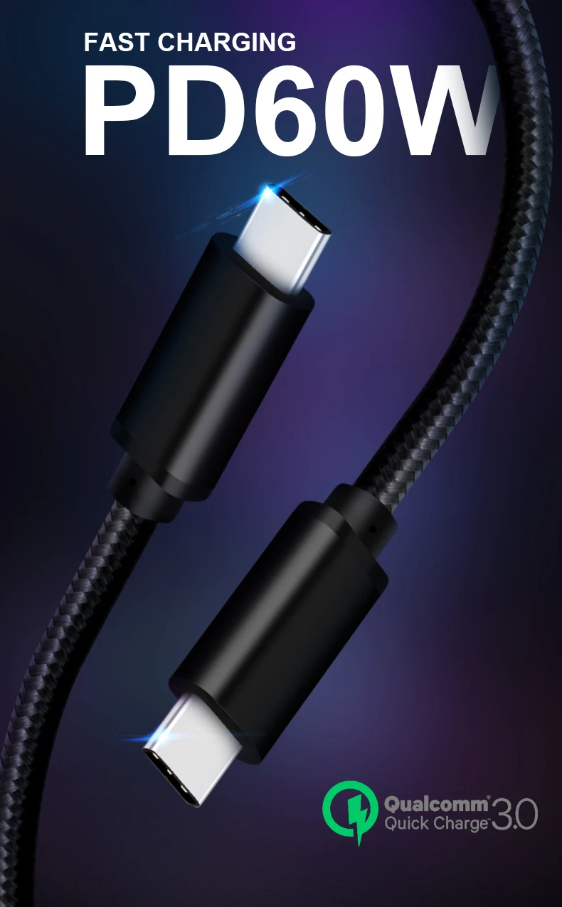 USB C кабель 3 м Быстрая зарядка для USBC usb type C Macbook Pro 2 м QC 3,0 60 Вт 3A USB3.1 Gen1 type C кабель для samsung huawei