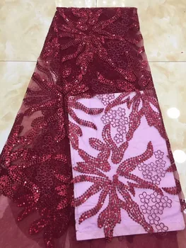 

Latest sequins Lace Fabrics Embroidered African French Tulle Lace Fabric 2018 Cord Nigerian French Lace Fabric DPJ221