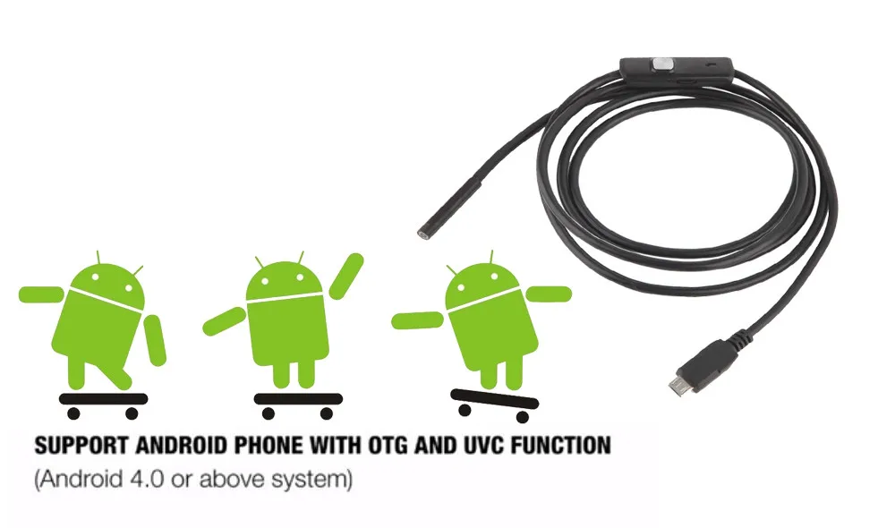 5,5 мм объектив Android OTG USB эндоскоп камера 5 м 3,5 м 2 м 1 м смартфон Android телефон USB бороскоп Инспекционная камера змеиная трубка 6 светодиодный