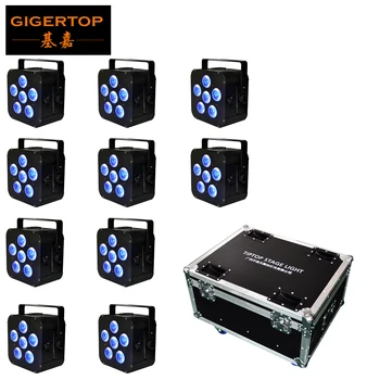 

Free Shipping New 6x18W 6IN1 Battery Powered Wireless Led Lighting Color Changing Led Uplight Led Par Light + 10IN1 Flightcase