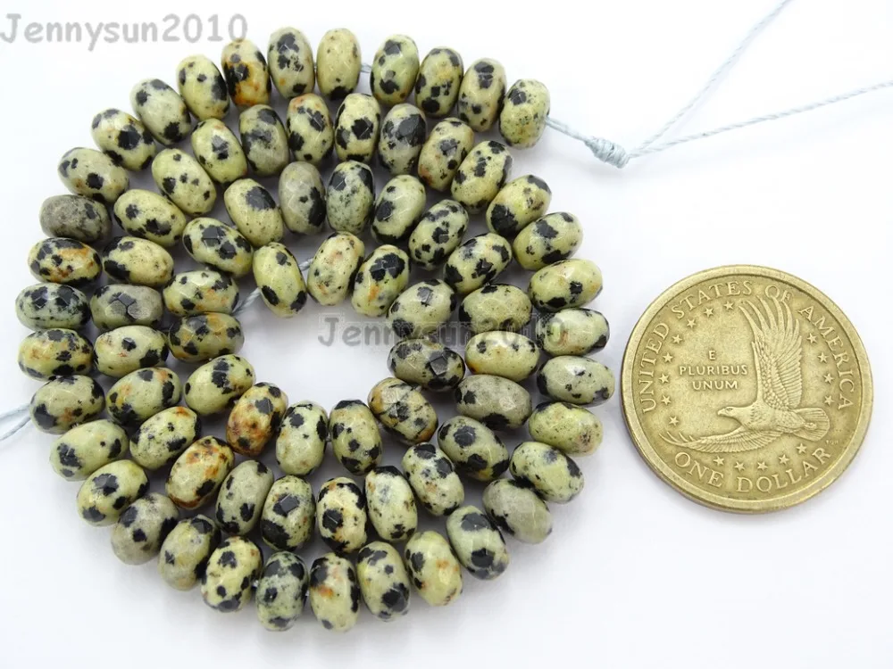 

Natural Dalmation Spot Gems stones 5mm x 8mm Faceted Rondelle Spacer Loose Beads 15'' Jewelry Design 5 Strands/Pack