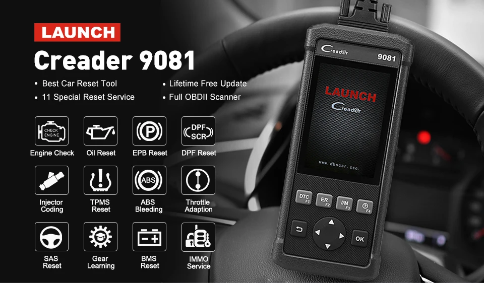 Launch CReader 9081 cr9081 автоматический считыватель кодов полный OBD2 сканер Диагностический сканирующий инструмент OBDII масло EPB BMS SAS DPF TPMS ABS кровотечение