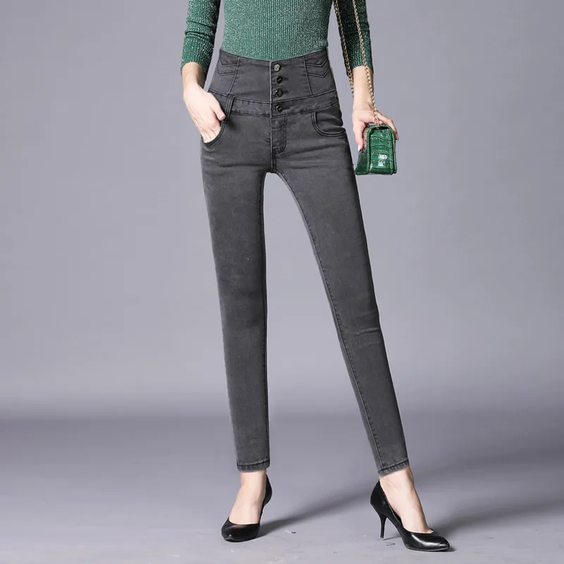 Women's Stretch Denim Jeans for female High waist Classic