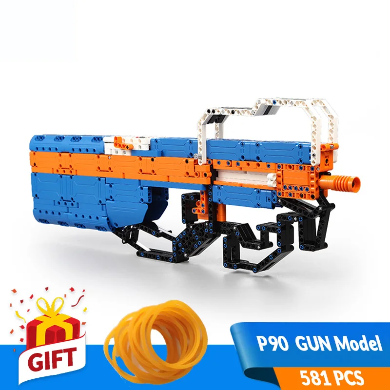 

581PCS DIY Building Gun Stacking Blocks Toys P90 Submachine Model Parent Interactive Playset Kit Compatible Legos Gift for Boy