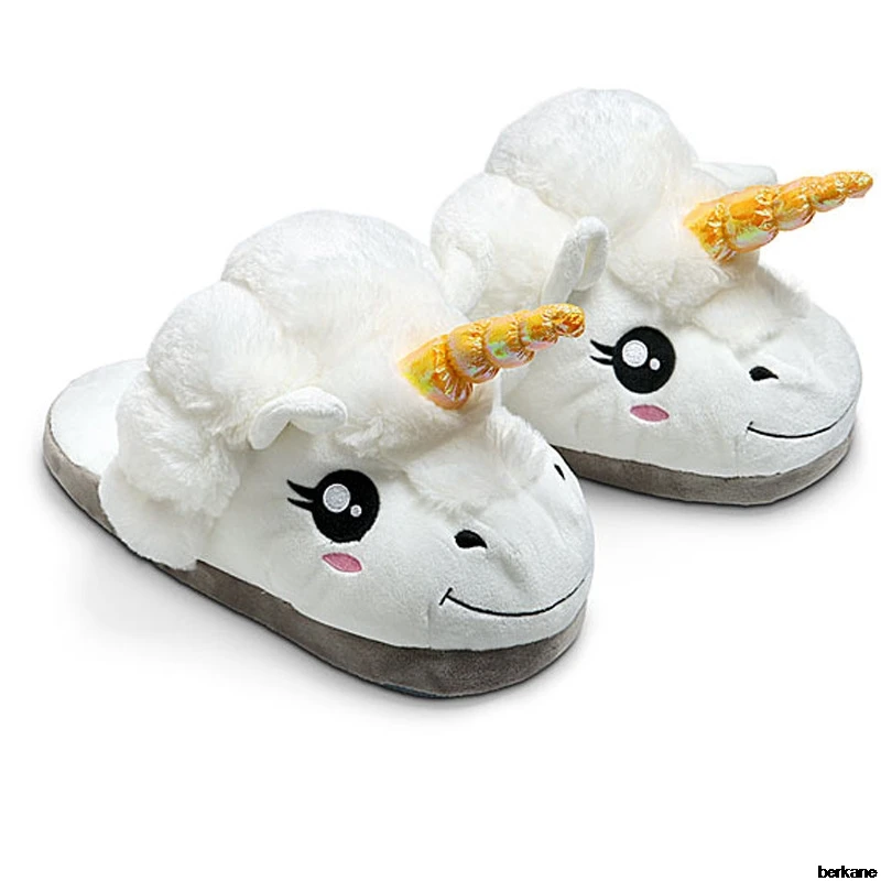 Unicorn Slippers Licorne Led White Light Pantufa Winter Warm Wing Plush 2018 Adult Cartoon Women Unisex Home Indoor Shoes Cute