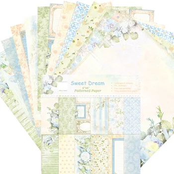24 hojas de Papel de álbum de recortes Papel para origami, envoltorio artesanal dulce para diario íntimo con flores, arte de fondo, fabricación de tarjetas, almohadillas estampadas