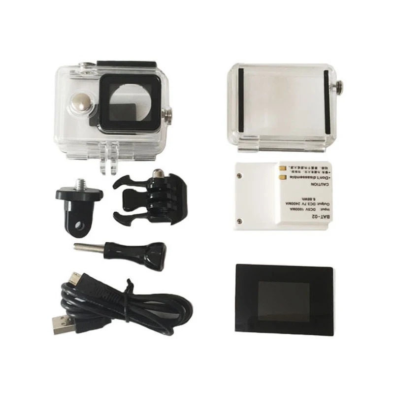 

For Yi Action Camera Lcd display Screen+2400Mah Battery+Xiaomi Yi Case Waterproof Housing Box+Adapter For Camera Accessores Set