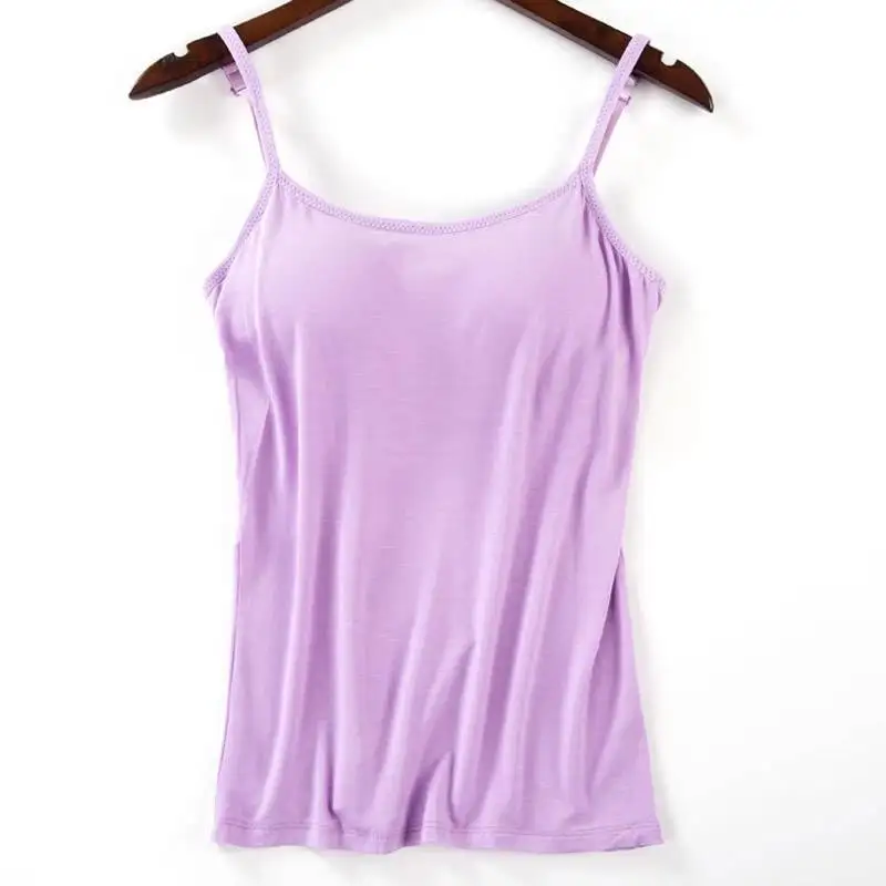 Летняя Модная женская сексуальная и удобная без ободков с нагрудным подкладом Спортивная домашняя майка для йоги - Цвет: Фиолетовый