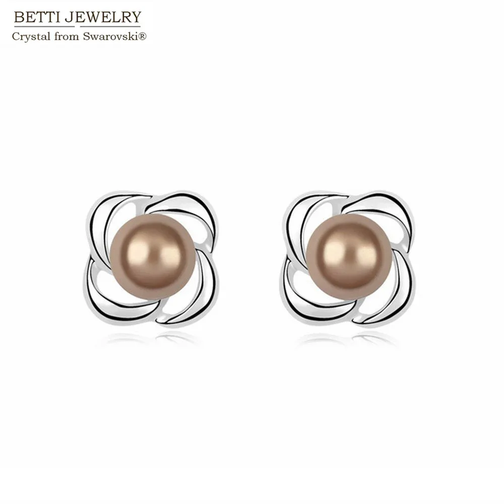 

2016 New Arrival gift for girl! Charming Flower pearl earrings With Crystals From Swarovski for Valentine's Day gift
