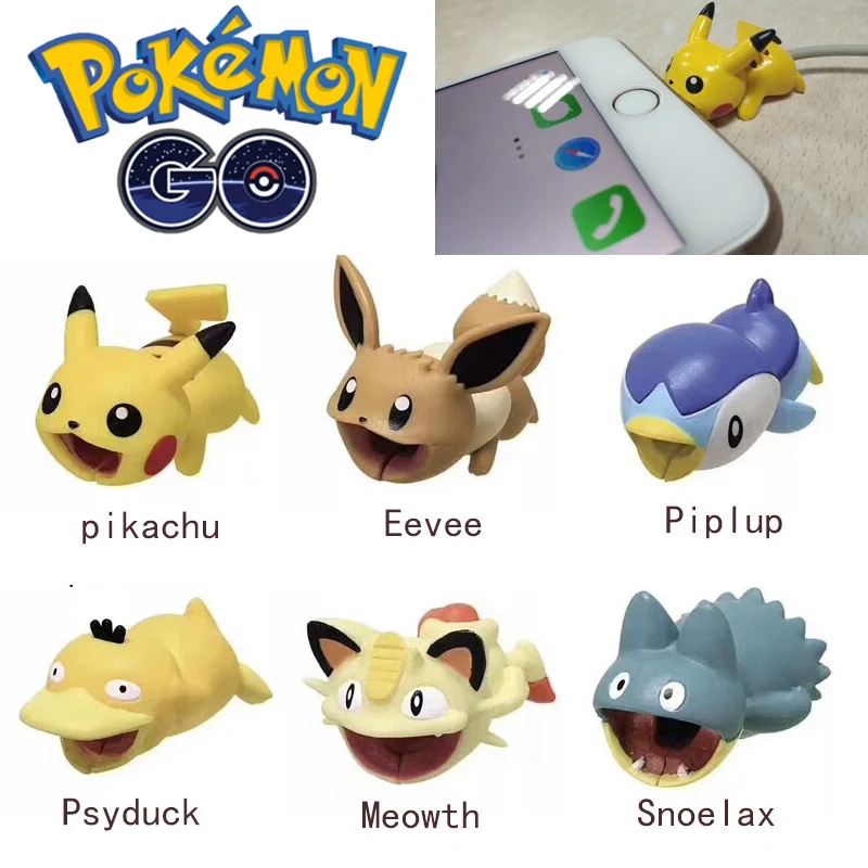 Защитный кабель Pokemon Go, usb кабель для зарядки, для косплея, реквизит для iPhone, Take A Bite, Pikachu, Eevee, Psyduck, Snoelax, чехол для кабеля