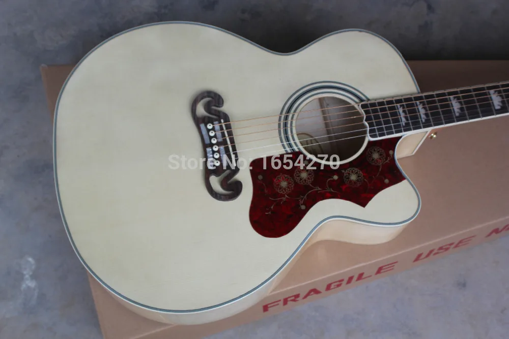 

Free shipping Cutaway Acoustic Guitar natural wooden with Fishman presys blend Pickups Acoustic Electric Guitar .