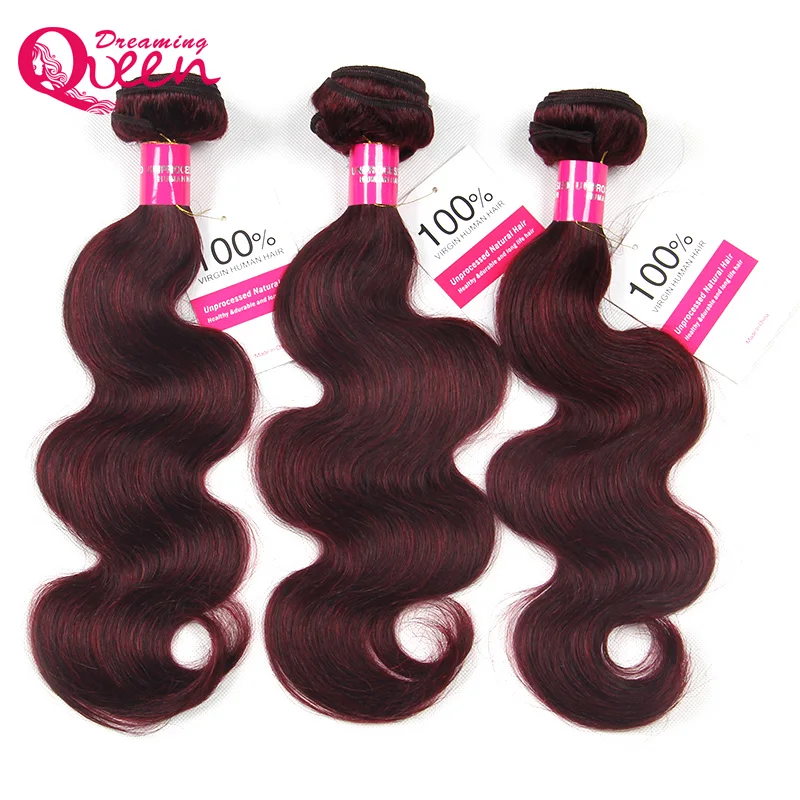 #99J Burgundy Color Brazilian Body Wave 100% Human Hair Ombre Hair Extension Weave Bundles Dreaming Queen No Remy Hair brazilian-body-wave-hair-bundles