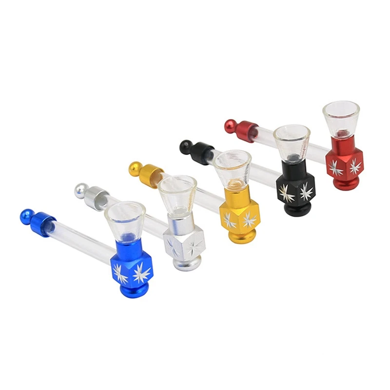 Glass Popular Smoke Pipe Portable Mini Tobacco Smoking Pipes Gift of Health Metal Tube Filter