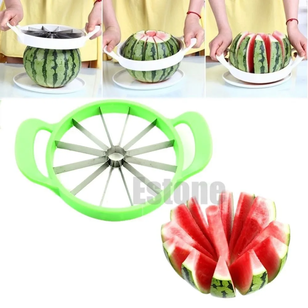 E74 Stainless Steel Watermelon Cutter Melon Cantaloupe Slicer Kitchen