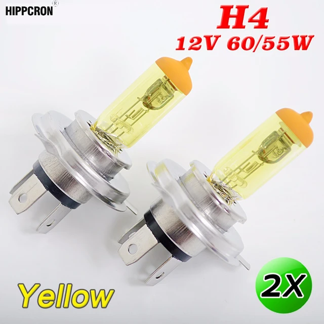 Ampoule halogène H4 12V 60 / 55W Jaune 3000k Phare en verre Lumière de  voiture Auto Lamp 2 Pcs (1 paire)