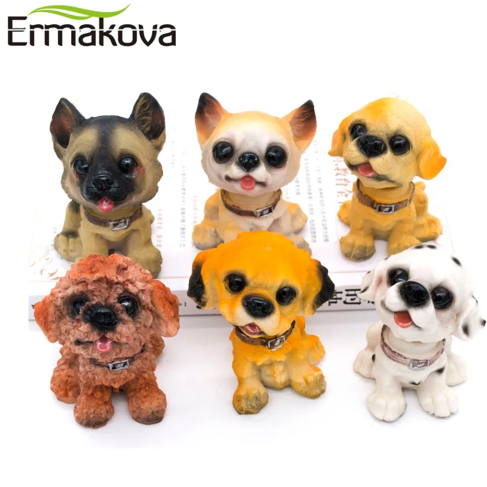 

ERMAKOVA 3.9"(10cm)Resin Bobblehead Dog Statue Puppy Nodding Doll Shaking Dog Bobble Nodder Bubble Head Desktop Car Decoration