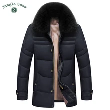 Мужское зимнее пальто с воротником из натурального утиного пуха пуховик Толстая теплая куртка на утином пуху куртка на молнии 024