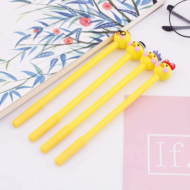 

36pcs Korean creative stationery cute little yellow duck neutral pen black student signature pen