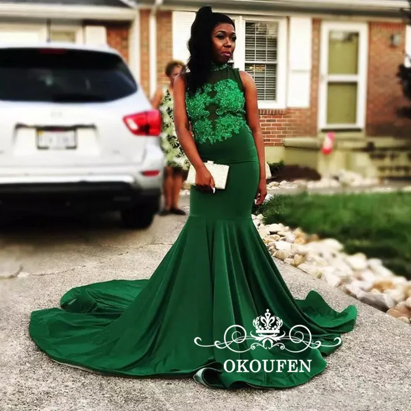 Groene Lange Kapel Trein Avondjurk Voor Vrouwen 2019 Mermaid Lace Top en Satin Rok Lange Prom Dress Party Formele gown Groene Lange Kapel Trein Avondjurk Voor Vrouwen 2019 Mermaid Lace Top en Satin Rok Lange Prom Dress Party Formele gown