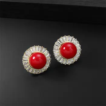 

Zircon Earrings Green Copper Anti-Allergic Earrings Wedding Bridal Party Jewelry Dress Up Fashion Wild Earrings