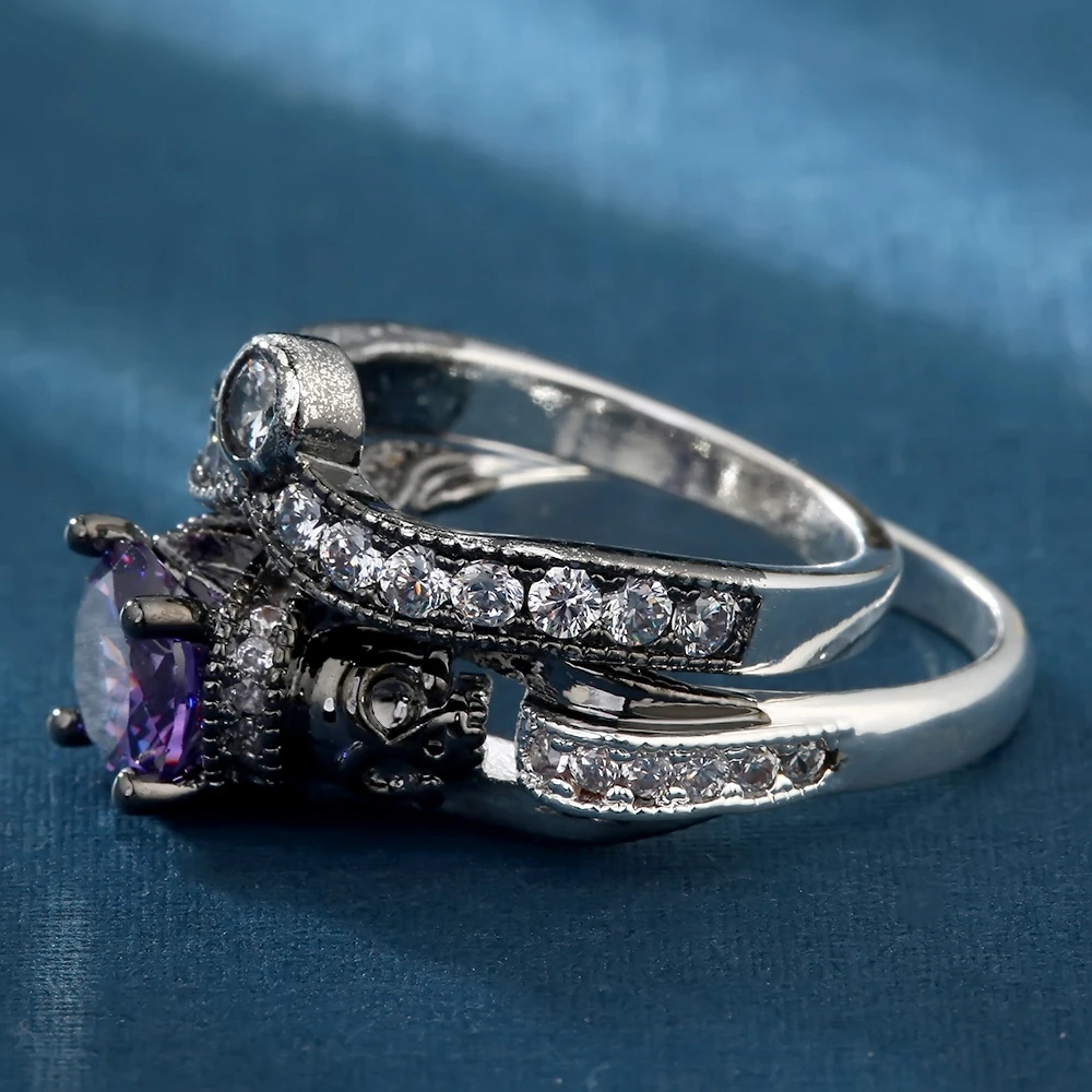 Crystal Zircon Skull Ring10