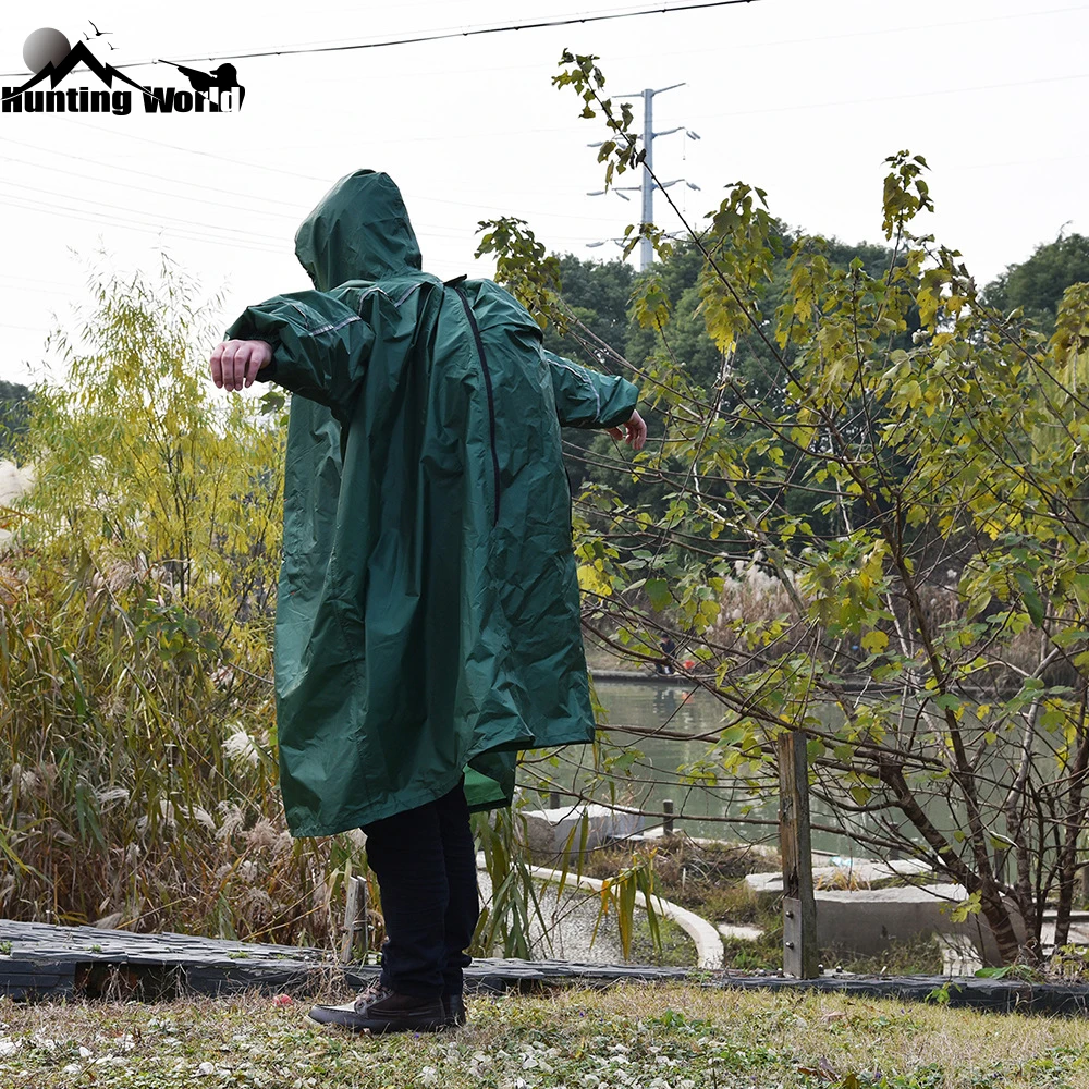 

Hunting Green Durable Waterproof Raincoat Fishing Camping Hiking Bird Watching Bird Shooting Poncho Rain Gear for Sports Outdoor