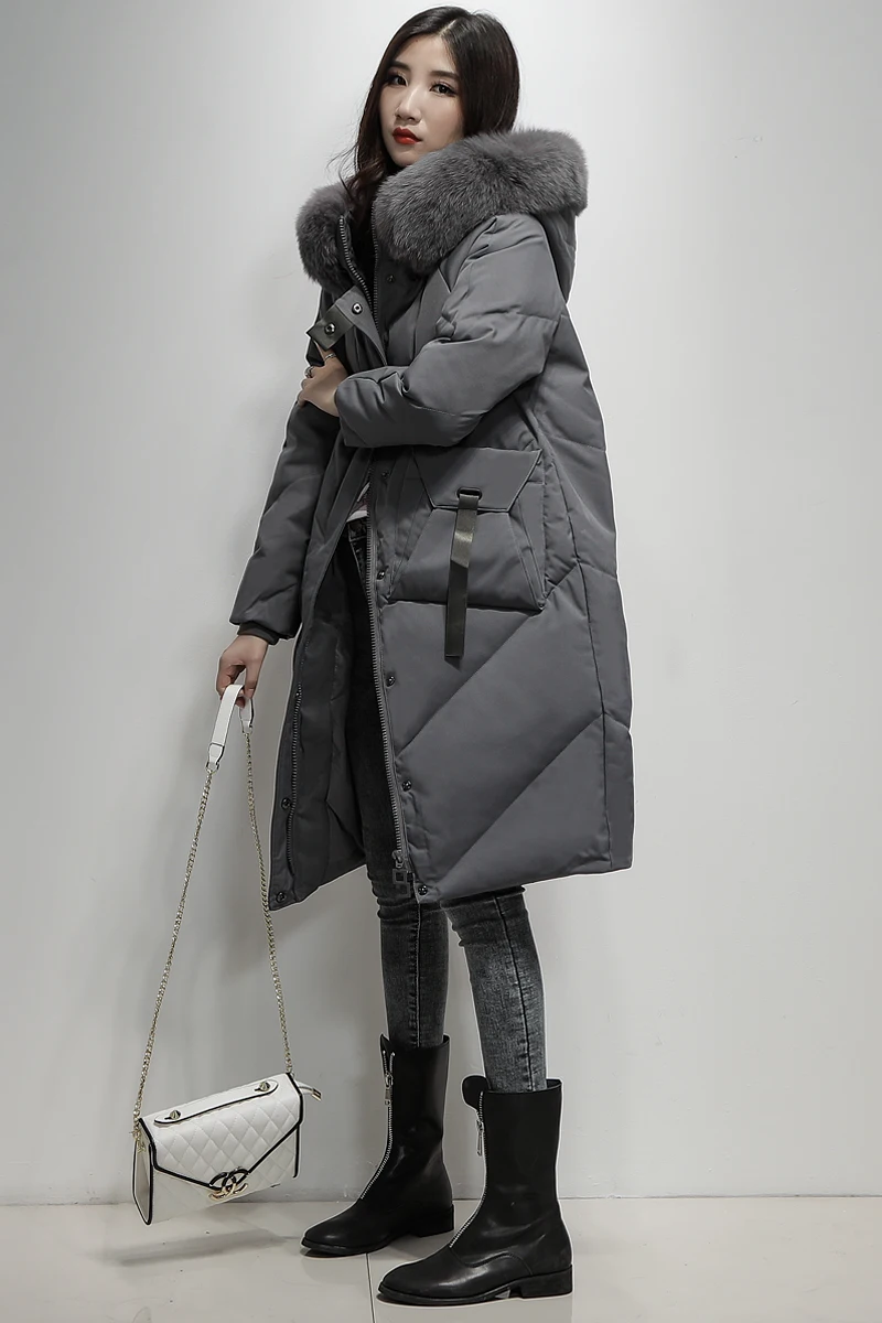 LYNETTE'S CHINOISERIE Winter Original Design Women Brief Loose X-long Hooded White Duck Down Coat Jackets Outerwear