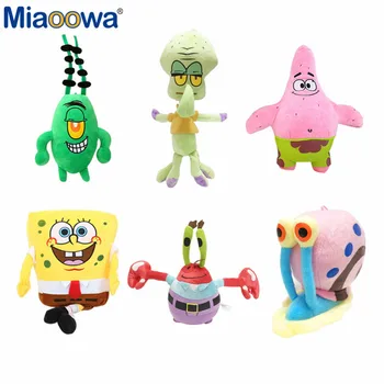 

6pcs/set SpongeBob Plush Toys Kids Cartoon Movie Characters Stuffed Dolls Christmas Birthday Gift Toys Stuffed & Plush Animals