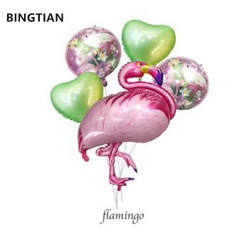 

BINGTIAN 5pcs.Lot flamingos helium balloon hot bird theme party globos happy party balloons bird foil balloons wedding supplies