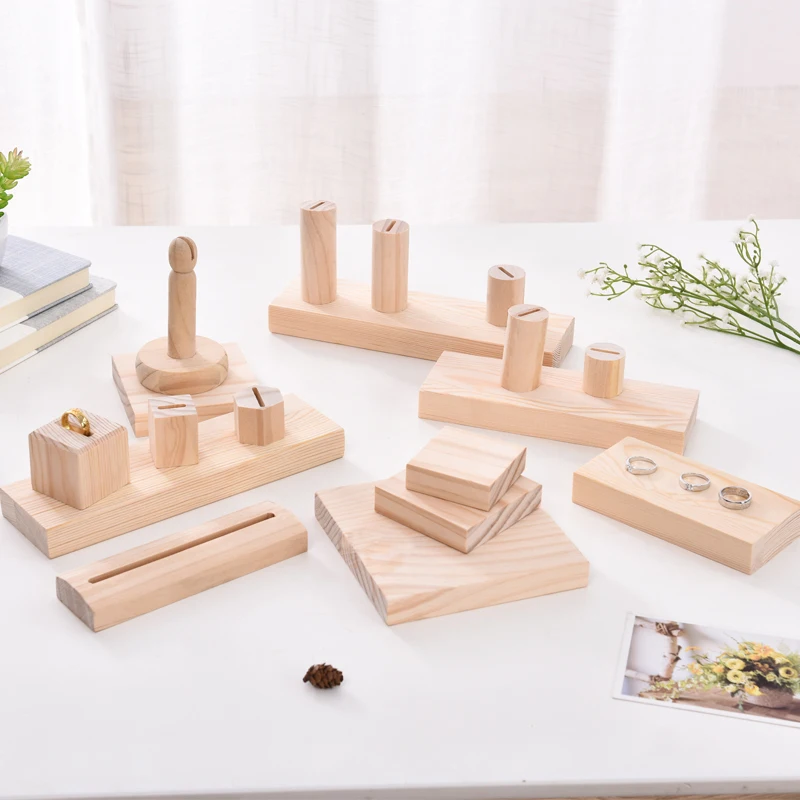 

Solid Wood Jewelry Block Ring Display Holder Jewellery Display Rack Necklace Pendant Bracelets Bangle Display Stand